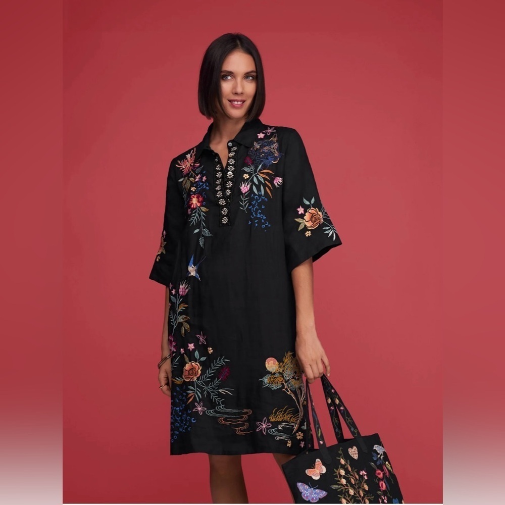 *SOLD*NWT JOHNNY WAS INDALO HENLEY KIMONO SLEEVE DRESS - Size Small - Picture 1 of 10
